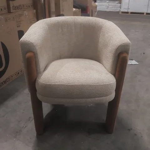 DANETTI DINA UPHOLSTERED DINING CHAIR - HONEY LINEAR CHENILLE WITH CARAMEL SMOOTH PLUSH FABRIC