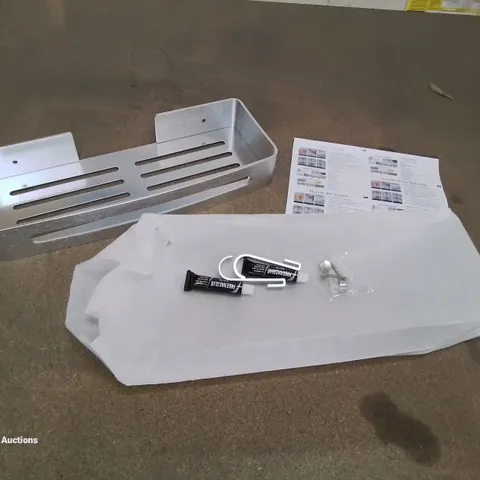 A SET OF 2 BOXED METAL SHOWER SHELVES WITH FIXINGS AND ADHESIVES