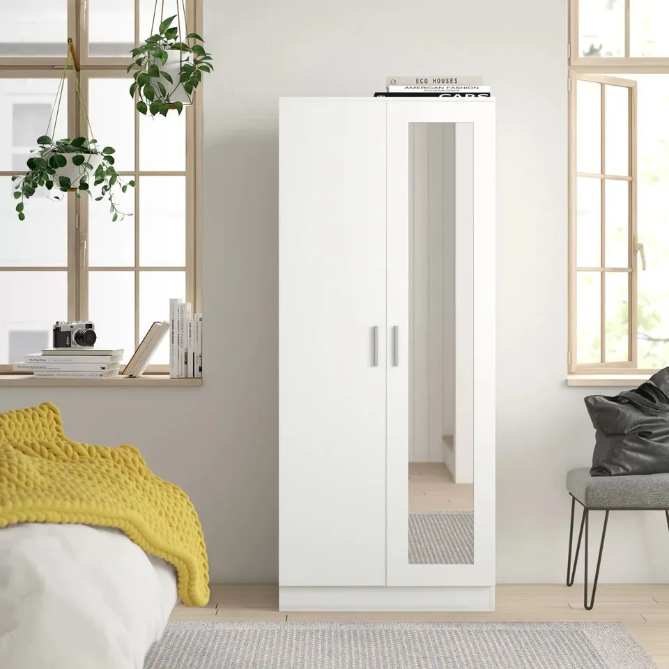 BOXED OSBOURNE 2 DOOR MANUFACTURED WOOD WARDROBE - WHITE (1 BOX)