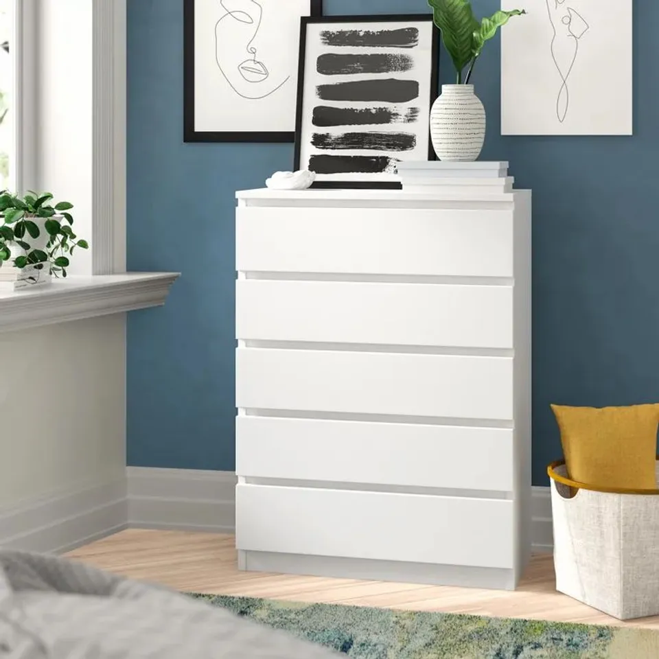TONYA 5 DRAWER 70CM CHEST OF DRAWERS COLOUR WHITE X 2 BOXES