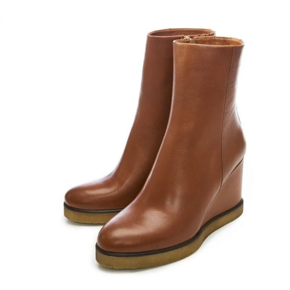 MODA IN PELLE AMBALINE WEDGE BOOTS - TAN, SIZE 6
