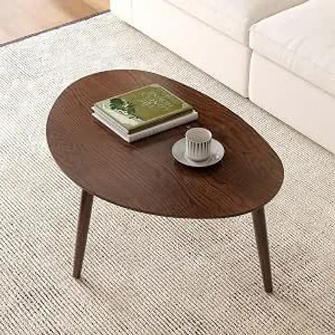 BOXED SMALL OVAL COFFEE TABLE - WALNUT WOOD