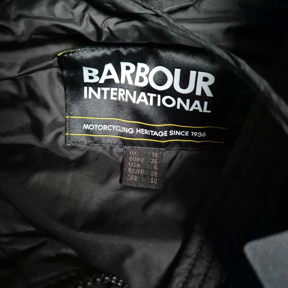 BARBOUR INTERNATIONAL DIABLO QUILTED SWEAT JACKET, BLACK, UK 10