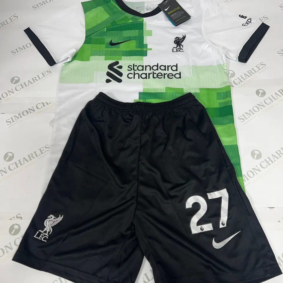 NIKE DRI-FIT LFC “27 DARWIN” KIT IN WHITE SIZE 28