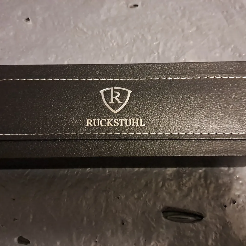 RUCKSTUHL STAINLESS STEEL LUXURY PEN IN GIFT BOX – BLACK & ROSE GOLD COLOUR CASE