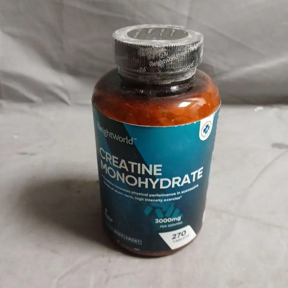 SEALED WEIGHTWORLD CREATINE MONOHYDRATE FOOD SUPPLEMENT TABLETS - 270 TABLETS