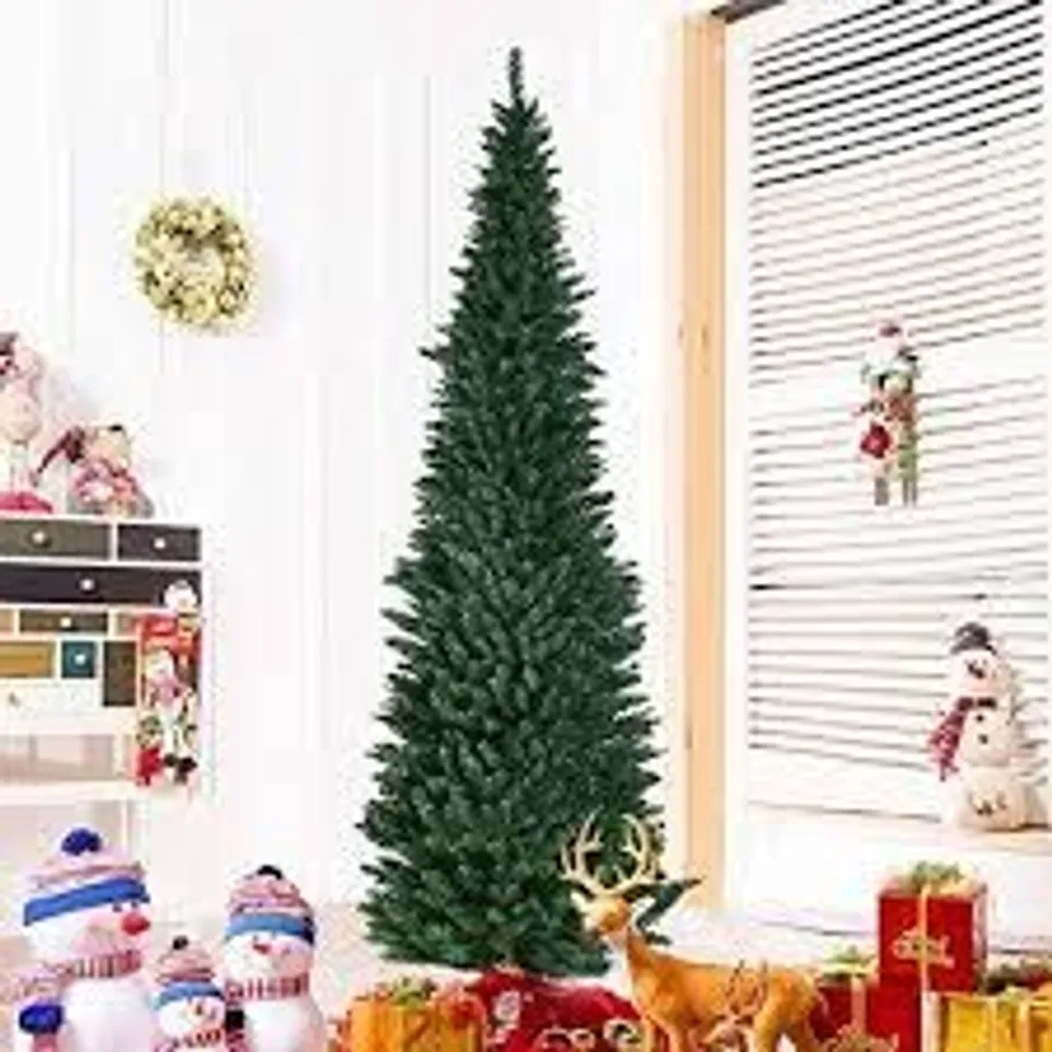 BOXED COSTWAY PVC ARTIFICIAL PENCIL CHRISTMAS TREE SLIM STAND