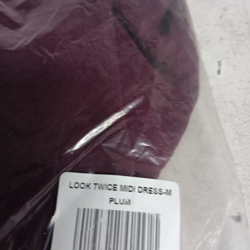 WHITE FOX LOOK TWICE MIDI DRESS – PLUM, UK SIZE M
