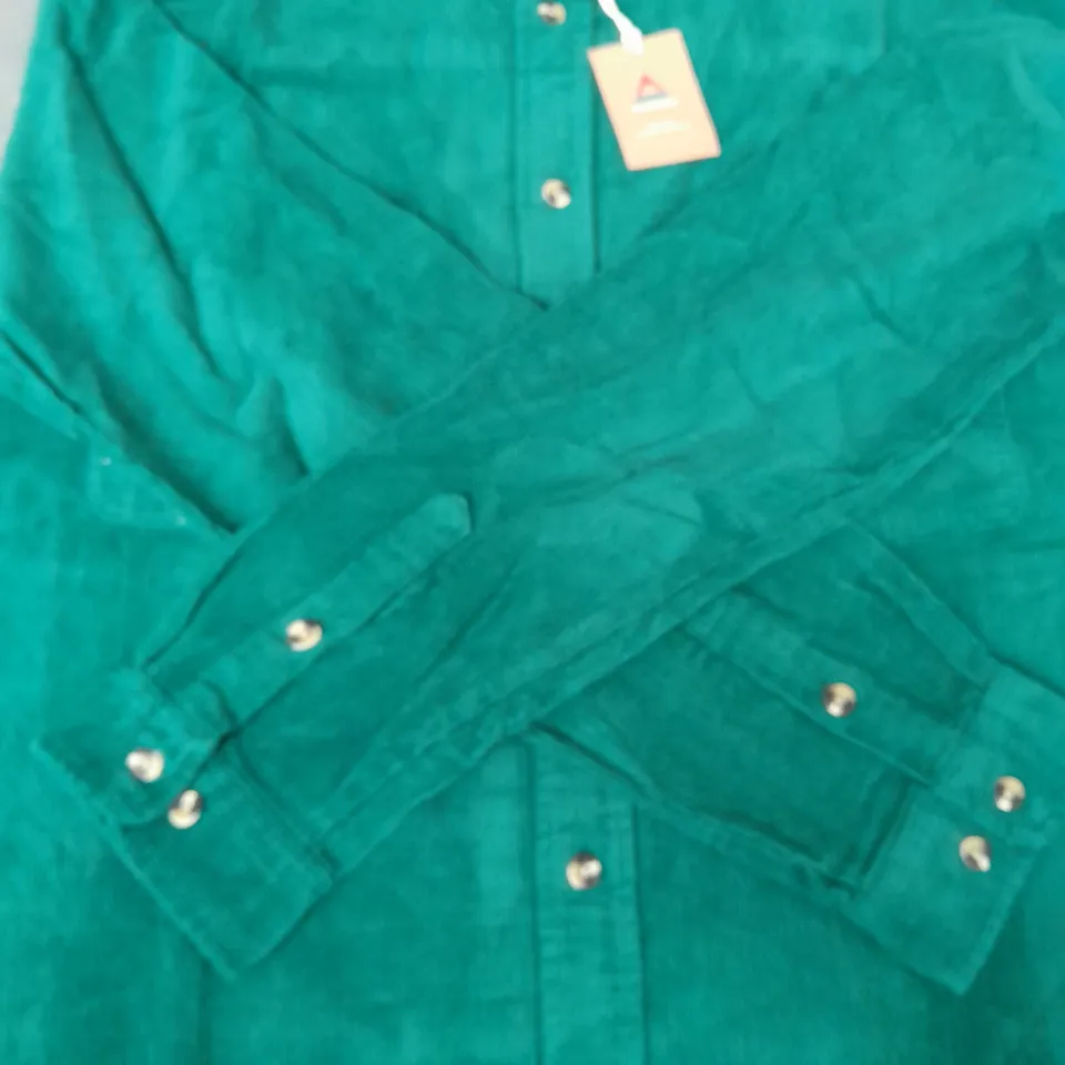 PASSENGER CORDUROY SHIRT IN STORM GREEN SIZE LARGE