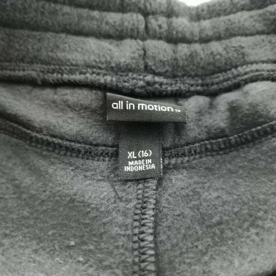 ALL IN MOTION WOMEN'S BLACK FLEECE JOGGERS XL (UK 20 / US 16) MADE IN INDONESIA
