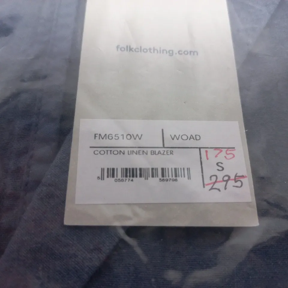 FOLK CLOTHING COTTON LINEN BLAZER - WOAD, SIZE S