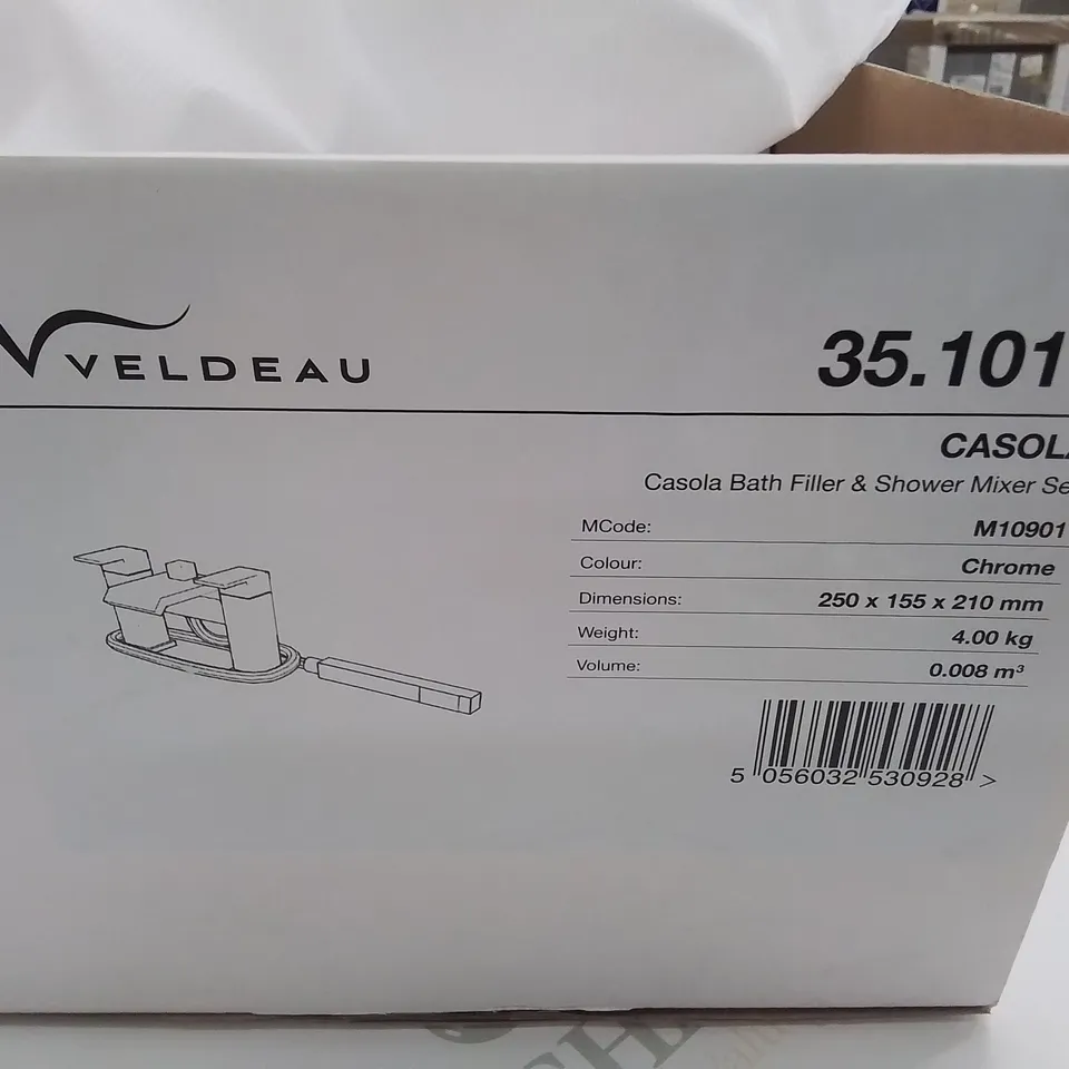 BOXED VELDEAU CASOLA BATH FILLER & SHOWER MIXER SET IN CHROME - 250X155X210MM