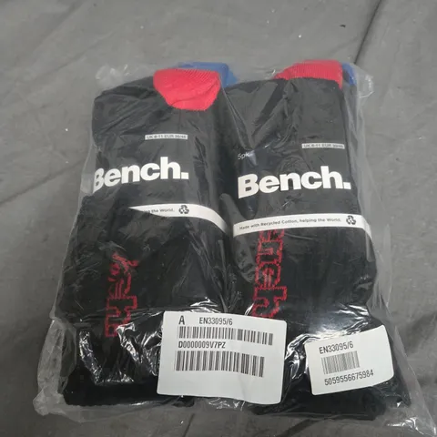 BENCH 5 PEICE SET OF BLACK & COLOUR SOCKS - 2 SETS - UK 6-11