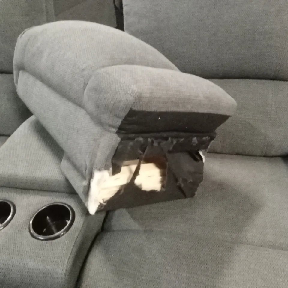 QUALITY DESIGNER MANUAL RECLINING FABRIC CORNER SOFA WITH CUPHOLDERS