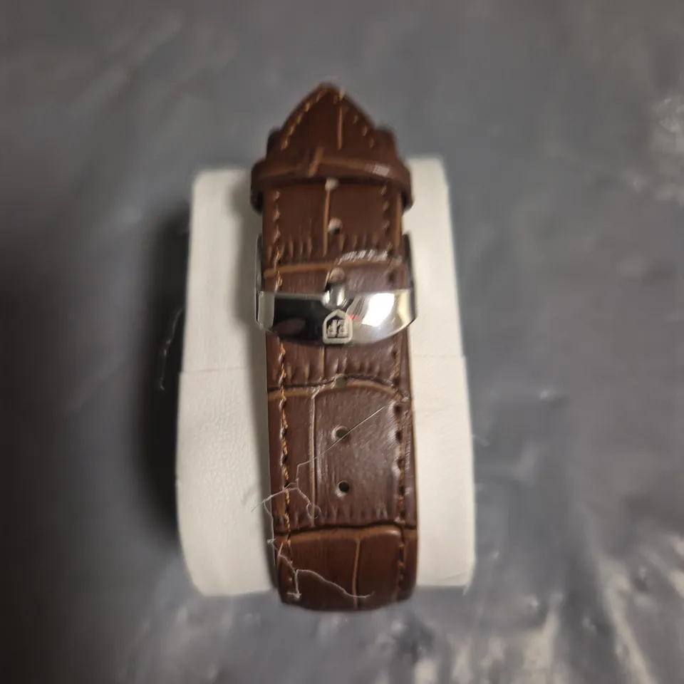 ERNEST FERDINAND ROMAN NUMERALS GENTS WATCH WITH BROWN LEATHER STRAP