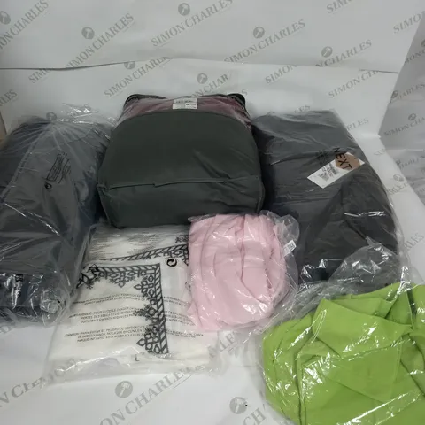 LARGE BOX OF ASSORTED CLOTHING ITEMS IN VARIOUS COLOURS AND SIZES INCLUDING TROUSERS , TOPS AND JUMPERS