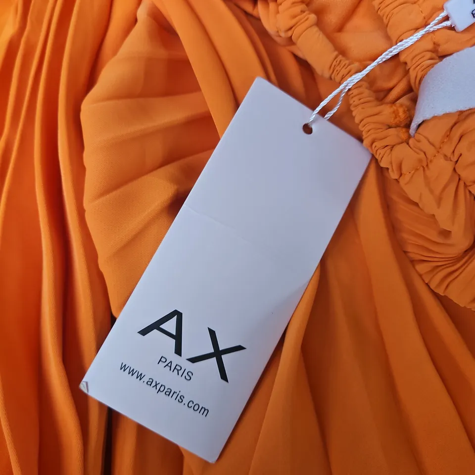 AX PARIS WOMEN'S BURNT ORANGE DRESS – PLEATED DRAPED STYLE, SIZE 14