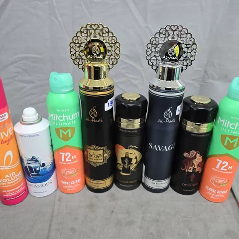 APPROXIMATELY 10 ASSORTED AEROSOLS TO INCLUDE L'OREAL, MITCHUM AND SAVAGE 