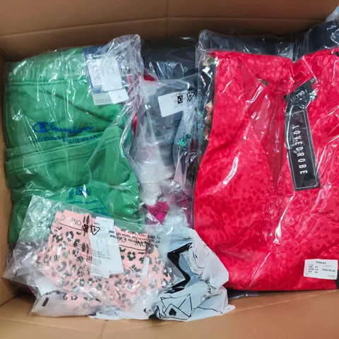 APPROXIMATELY 40 ASSORTED CLOTHING ITEMS IN VARIOUS SIZES, STYLES & COLOURS TO INCLUDE BRANDS SUCH AS CALVIN KLEIN, LOVEDROBE, CHAMPION, ETC - COLLECTION ONLY