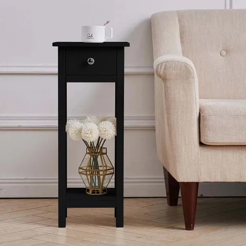 BOXED DRUSILLA MANUFACTURED WOOD BEDSIDE TABLE - BLACK (1 BOX)