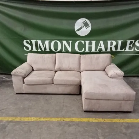 ELIZA RIGHT HAND 3 SEATER FABRIC CHAISE SOFA - BEIGE