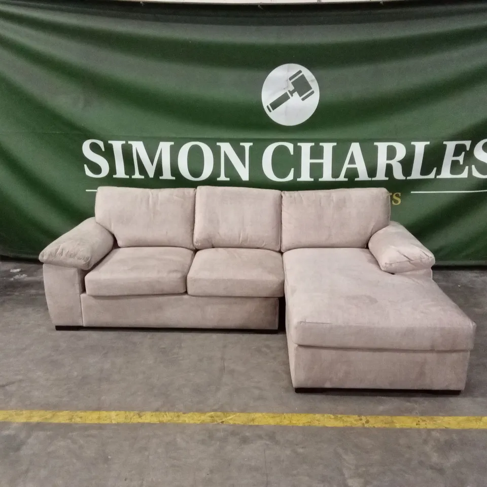 ELIZA RIGHT HAND 3 SEATER FABRIC CHAISE SOFA - BEIGE RRP £1149