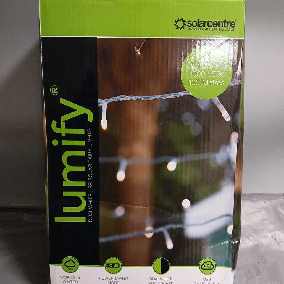 BOXED LUMIFY DUALWHITE USB SOLAR FAIRY LIGHTS - 100M