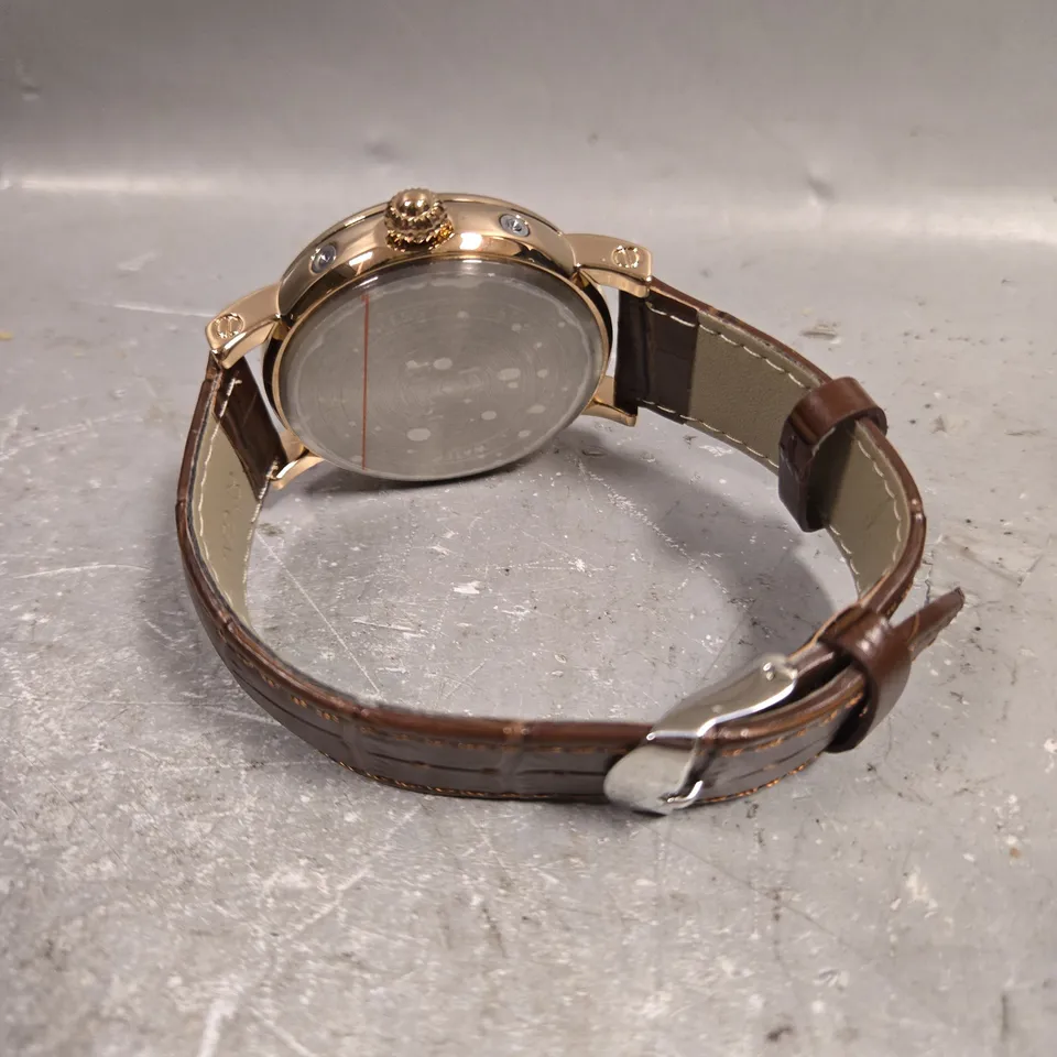 MENS ERNEST FERDINAND WATCH - BROWN LEATHER STRAP 