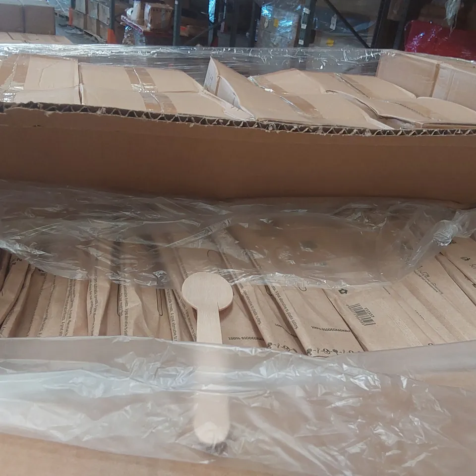 PALLET CONTAINING APPROXIMATELY 15,000 ENVIRONMENTALLY FRIENDLY DISPOSABLE WOODEN SPOONS