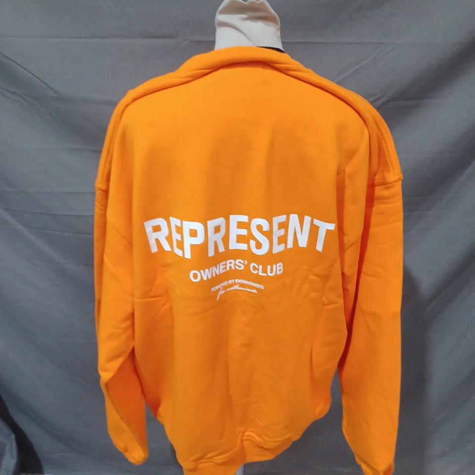 REPRESENT OWNERS CLUB SWEATSHIRT IN ORANGE - LARGE