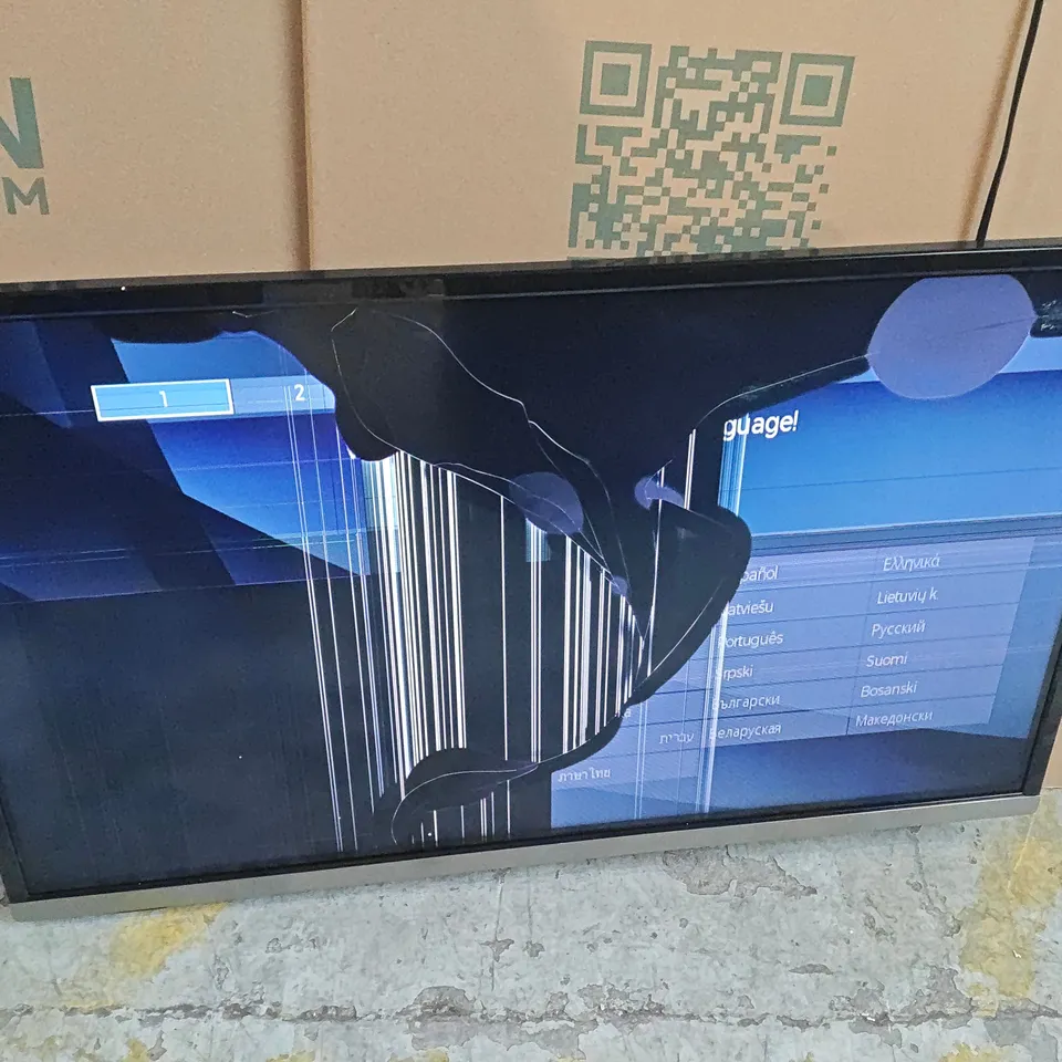 BOXED PANASONIC 32" LED TV MS360 - POWERS ON - DAMAGED SCREEN