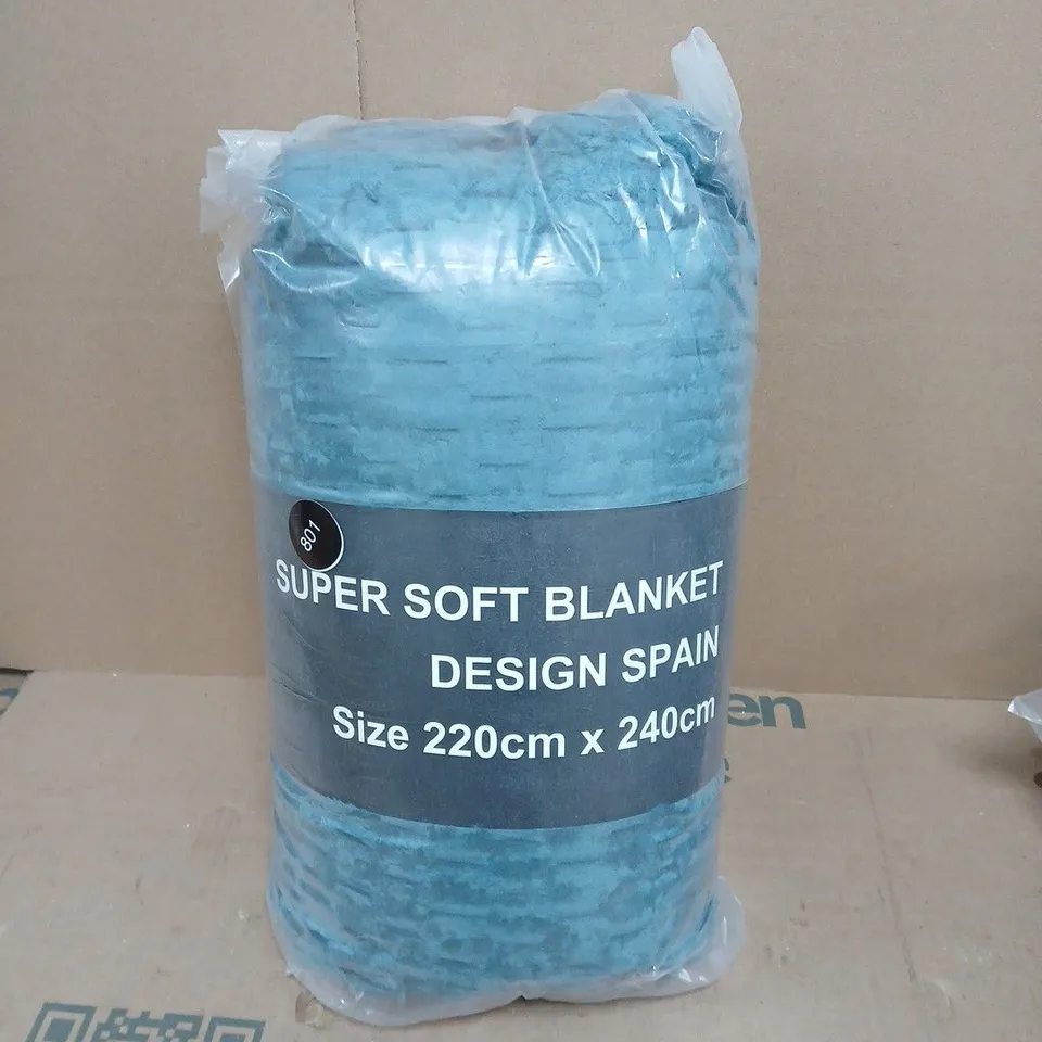 TEAL SUPER SOFT BLANKET – DESIGN SPAIN, 220CM X 240CM