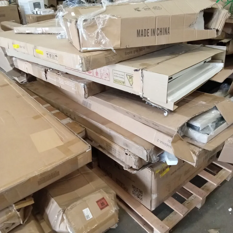 PALLET OF ASSORTED INCOMPLETE FURNITURE PARTS AND PIECES