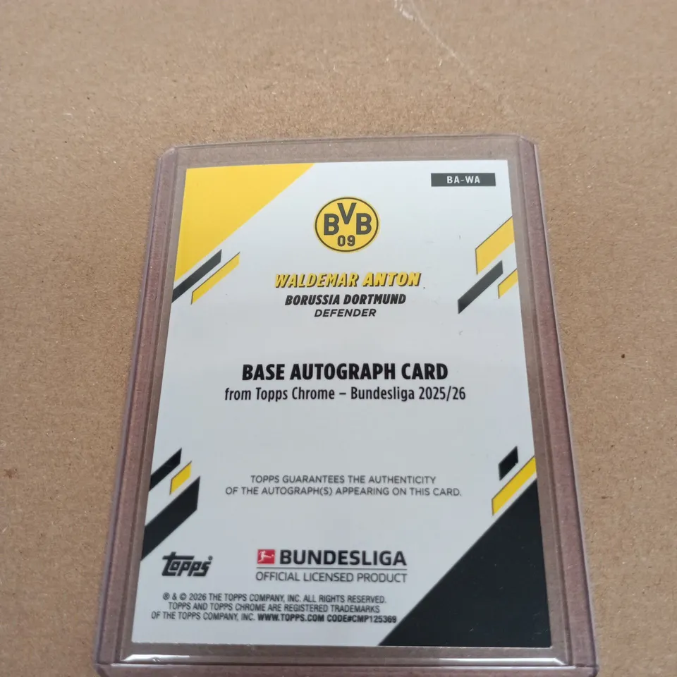 SIGNED TOPPS CHROME BUNDESLIGA 2025/26 AUTOGRAPH CARD – WALDEMAR ANTON (BORUSSIA DORTMUND) – BASE AUTOGRAPH CARD 08/52