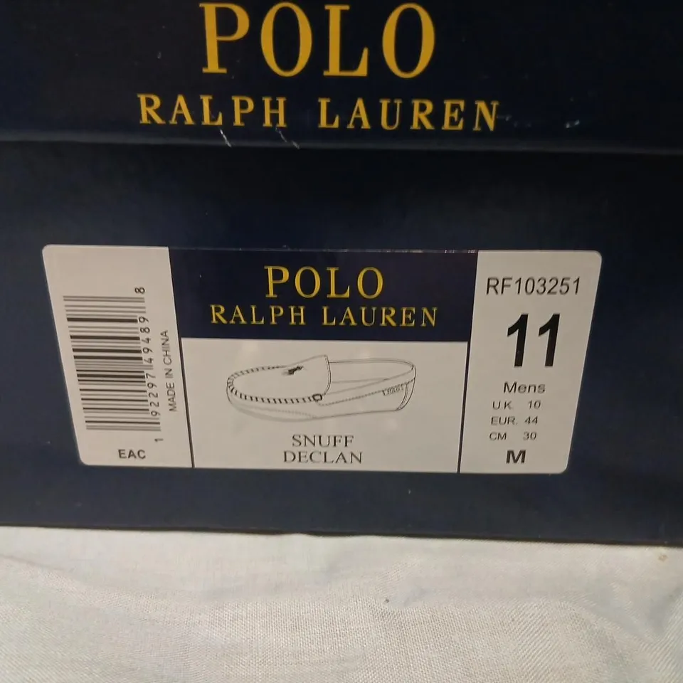 POLO RALPH LAUREN SNUFF DECLAN SUEDE SLIPPERS – MEN’S UK 10, BOXED