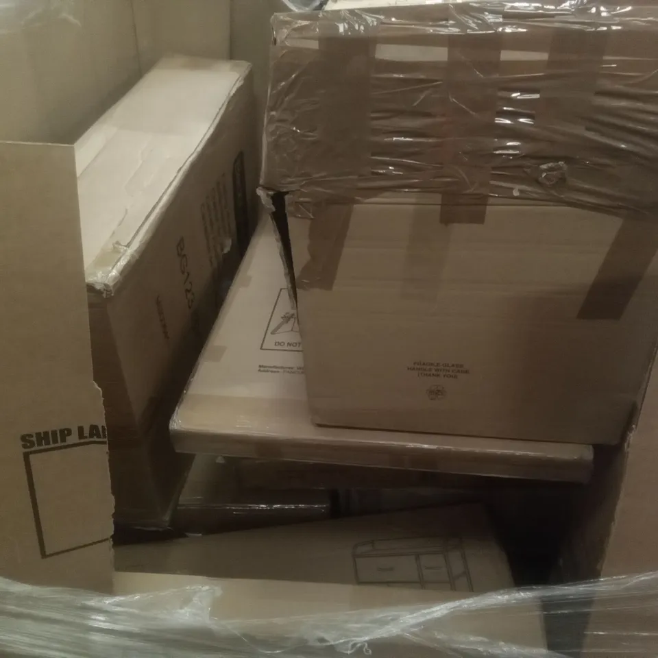 PALLET OF ASSORTED ITEMS INCLUDING ADIRONDACK HARDWOOD CHAIR, GETFIT ROUND CHAIR DOUBLE, WALENSEE WEED PICKER, ULTRA THICK SELF-INFLATING MATTRESS, BEAU JARDIN FOLDING WAGON, LYITA HOME DRAWER CABINET