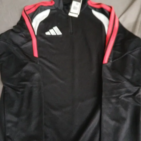 ADIDAS BLACK SLIM FIT TRACK JACKET – MEN'S, WITH RED PIPING SIZE M
