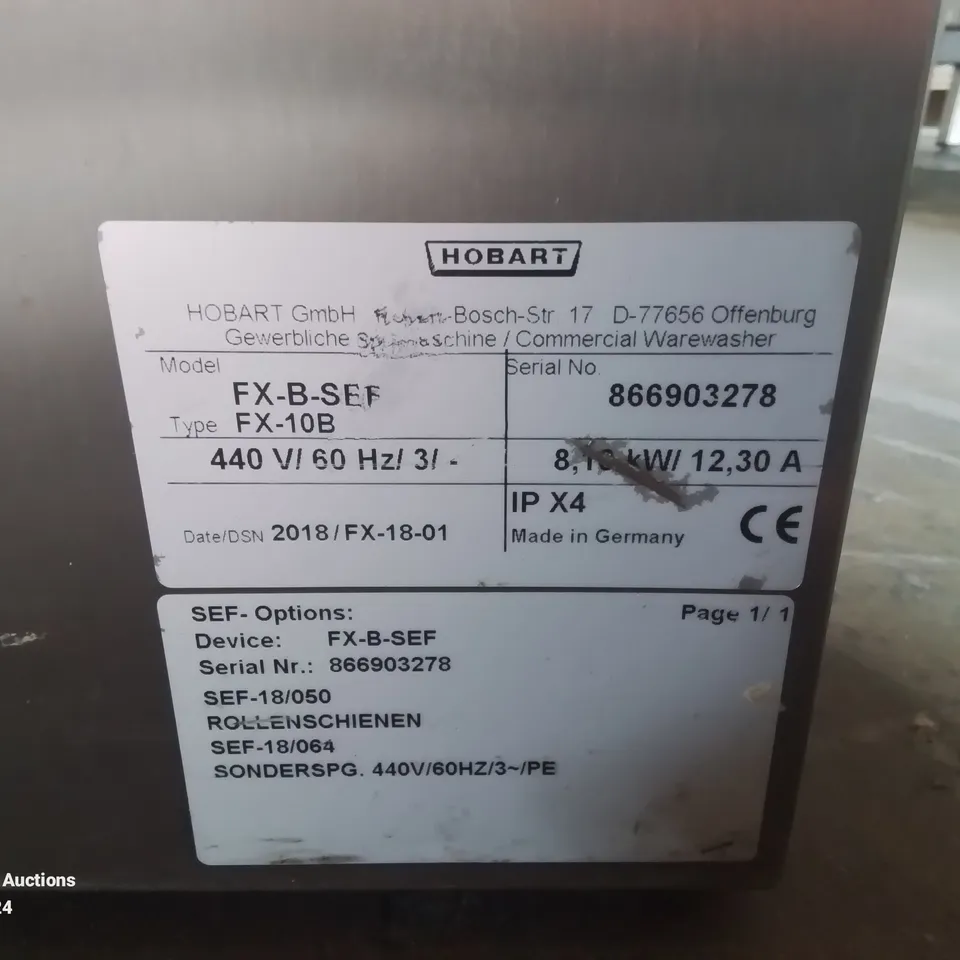 HOBART PROFI UNDERCOUNTER DISHWASHER FX-10B