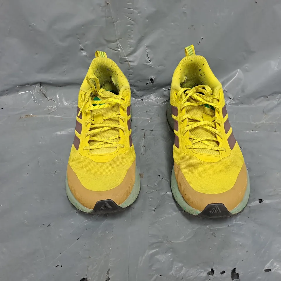 UNBOXED PAIR OF ADIDAS TRAIL RUNNERS RUNFALCON 5 MUSTARD UK 11