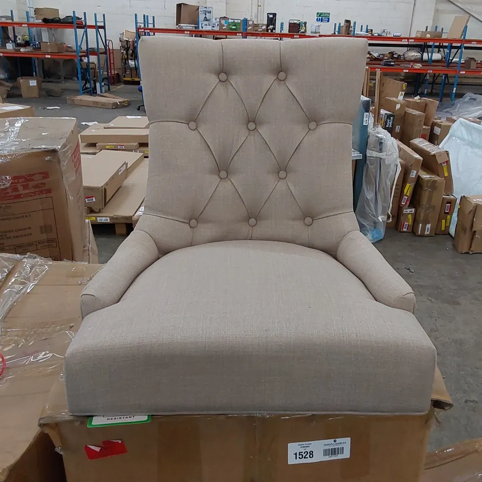 BOXED VERONA DINING CHAIR IN CREAM LINEN WITH OAK LEGS - SET OF 2 