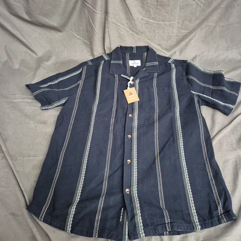 PASSENGER COVE ORGANIC COTTON JACQUARD SHIRTIN DEEP NAVY STRIPE SIZE S