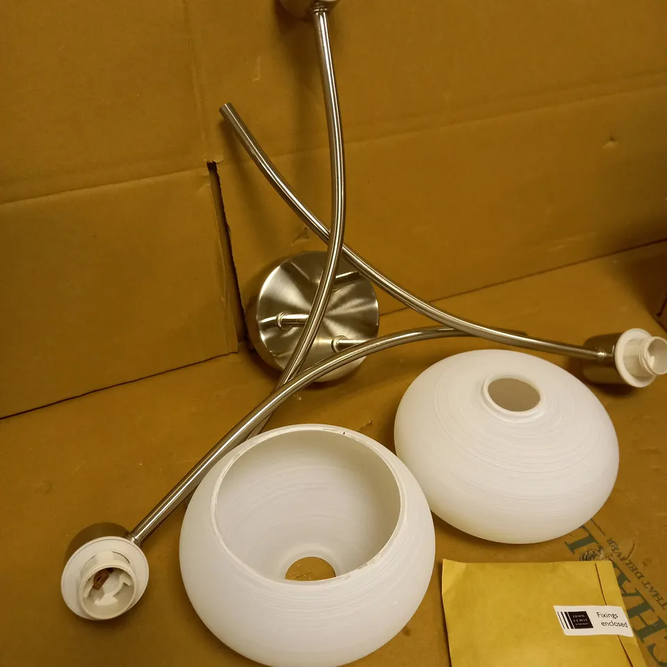 JOHN LEWIS & PARTNERS 'ANYDAY' ELIO 3-ARM CEILING LIGHT - PAINTED WHITE GLASS