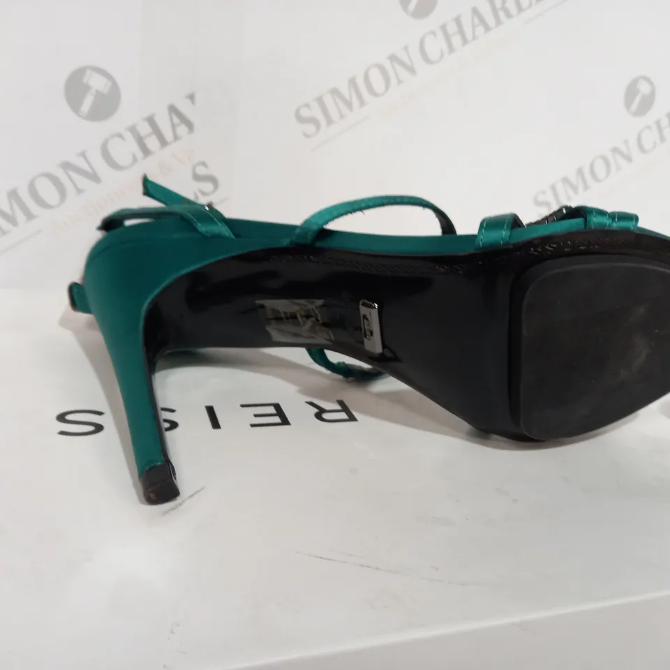 BOXED REISS DANA JEWELLED STRAP EMERALD HEELS - SIZE 4