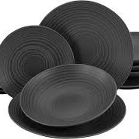 BOXED CREATABLE STONEWARE DINNERWARE - SET OF 12 - BLACK (1 BOX)