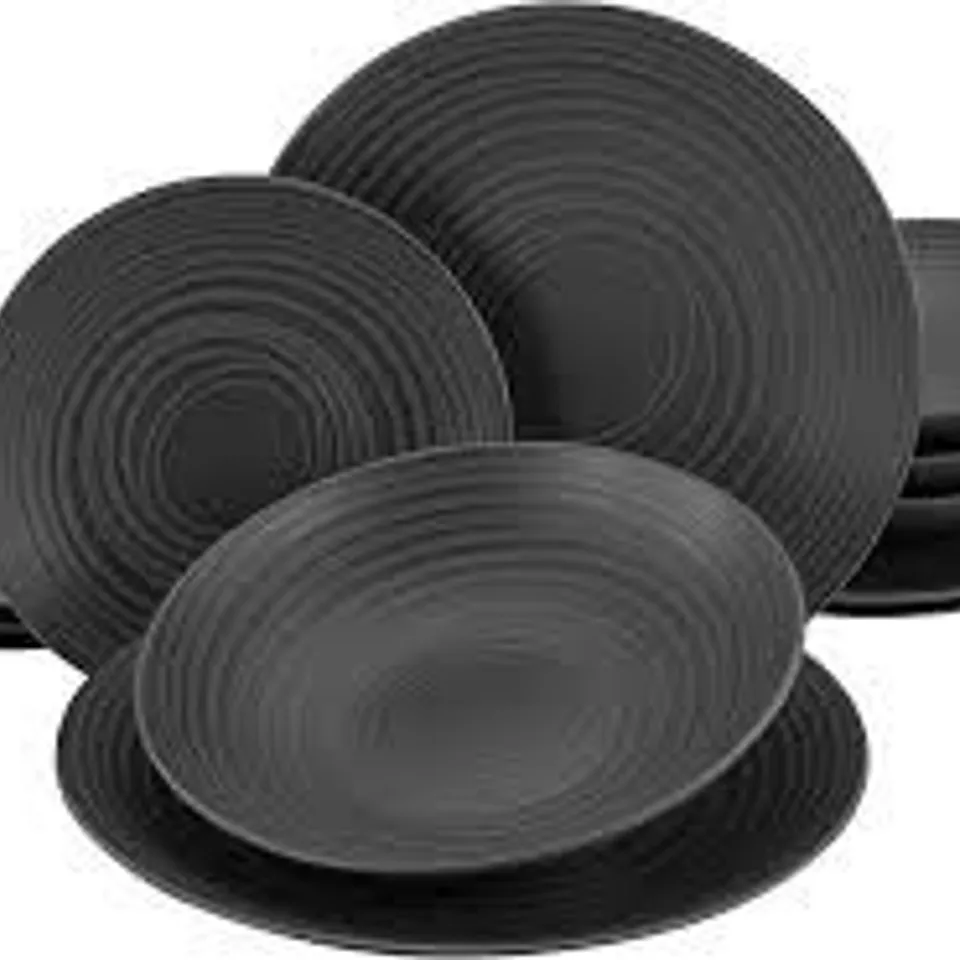 BOXED CREATABLE STONEWARE DINNERWARE - SET OF 12 - BLACK (1 BOX)