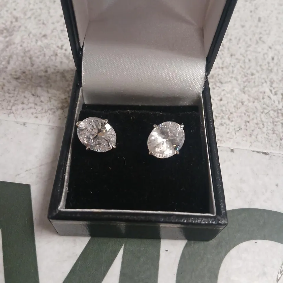 DIAMONIQUE 8CT TW COMPASS SET OVAL STUD EARRINGS