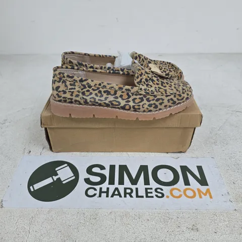 BOXED PAIR OF JO & JOE SHORE SHOES IN LEOPARD - SIZE 6