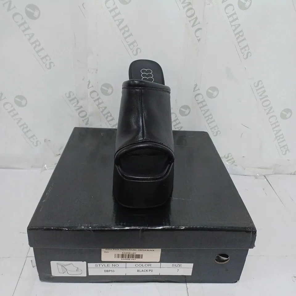 KOI FOOTWEAR LADIES BLACK HIGH HEELED MULES SIZE 7