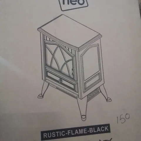 BOXED NEO FREESTANDING ELECTRIC FIRE HEATER WITH REALISTIC FIRE EFFECT - BLACK (1 BOX)