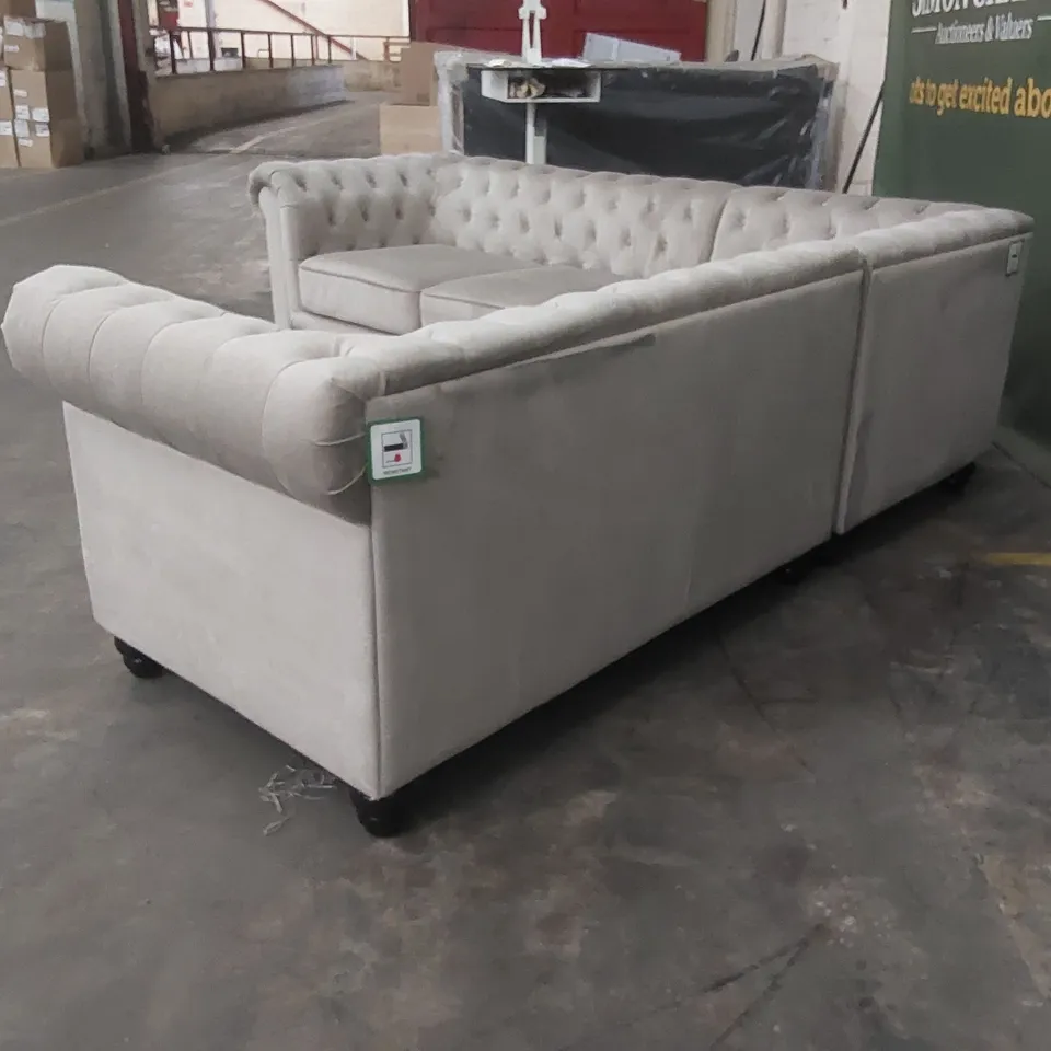 QUALITY DESIGNER FABRIC UPHOLSTERED CHESTERFIELD CORNER SOFA